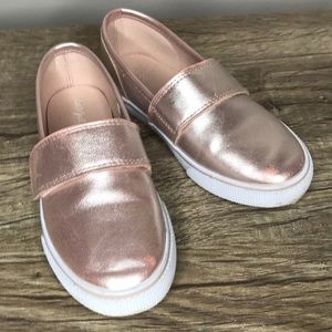 Metallic pink slip on sneakers